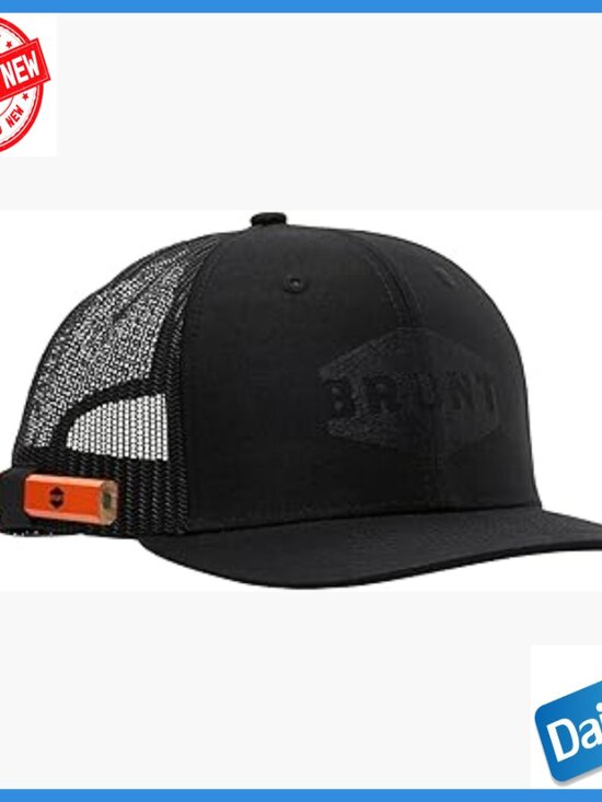Curved Brim Snapback Work Hat with Built-in Pencil Holder - One Size